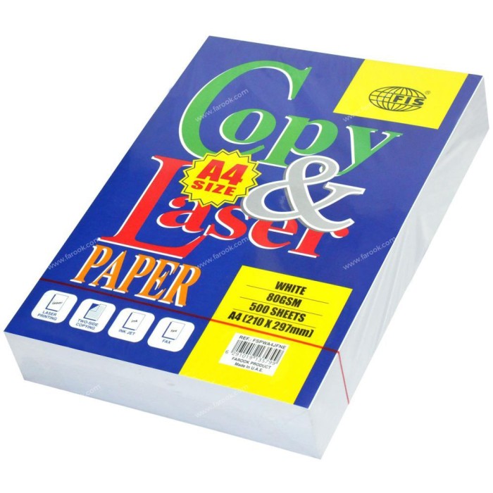FIS Copy & Laser Photocopy Paper 80gsm A4 FSPWA4JFNE - White (ream/500s)