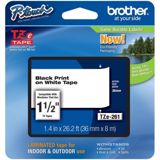 Brother TZe-261 P-Touch Tape 36mm x 8m - Black on White (pc)