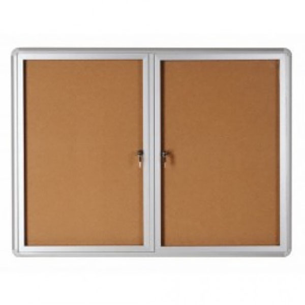 Bi-Office VT640101720 Cork Notice Board with 2 Glass Lockable Cover - 120cm x 90cm (pc)