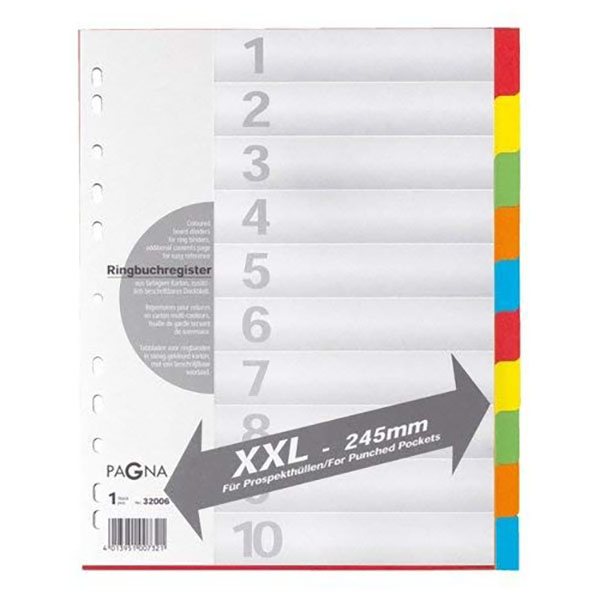 Pagna 32006 10-Tab Manila Colored Divider XXL - 245mm x 300mm (pkt)