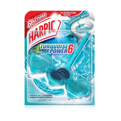Harpic Turquoise Power 6 Tropical Lagoon Toilet Block - 39gm