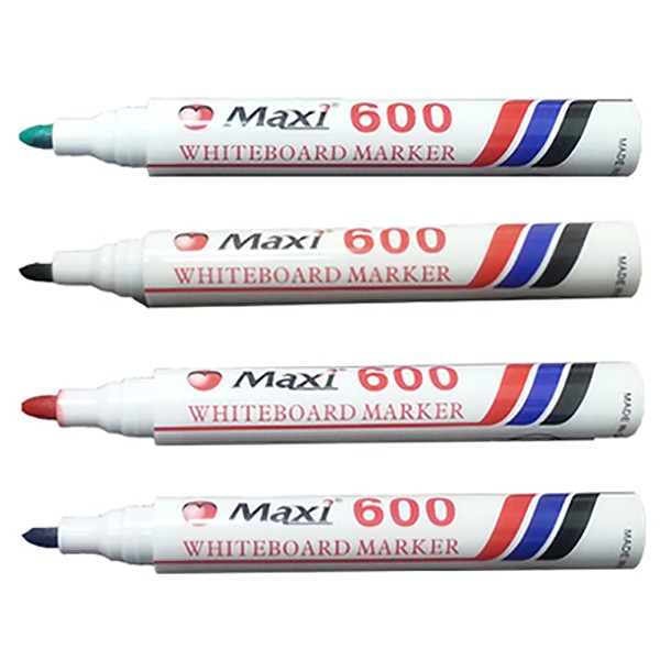 Maxi 600 Bullet Tip White Board Marker - Black (Pkt/10pc)