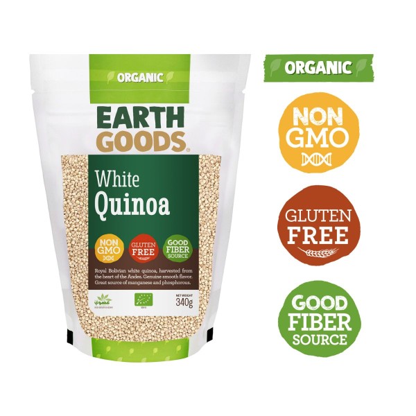 Buy Earth Goods Organic White Quinoa 340g Online AED 24.31 from Bayzon