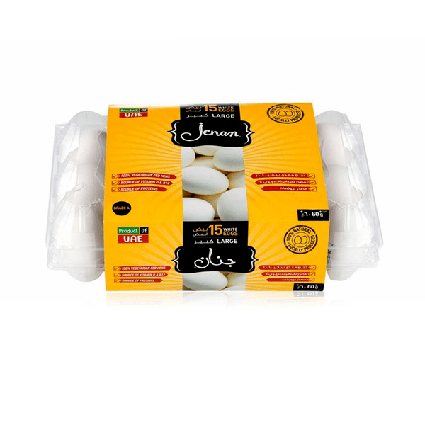 Buy Jenan White Eggs Large 15pieces Online AED 12.75 from Bayzon