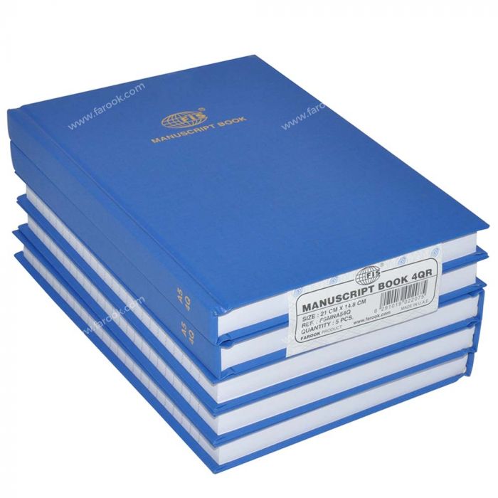 FIS Manuscript Book 8mm Single Ruled 192 sheets A5 148 x 210mm FSMNA54Q - Blue (pkt/5pcs)