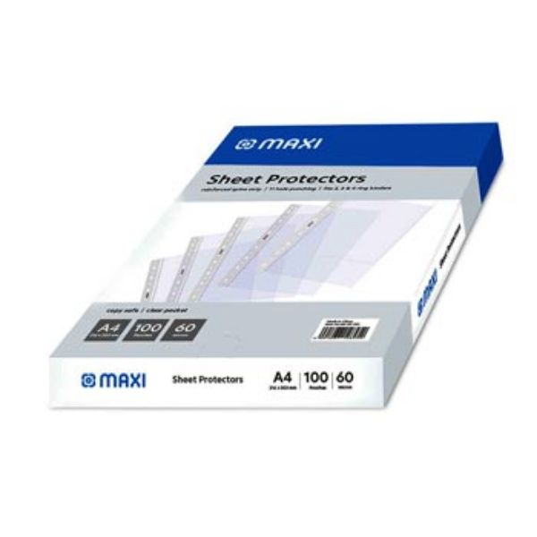 Maxi MXRP100 60micron A4 Sheet Protector - Clear (pkt/100pc)