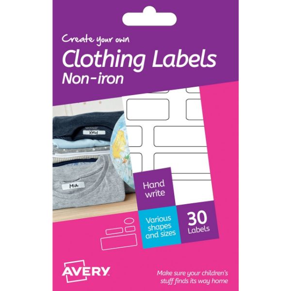 Buy Avery HNI01 Non- Iron Clothing Labels, Assorted Shapes Hand ...