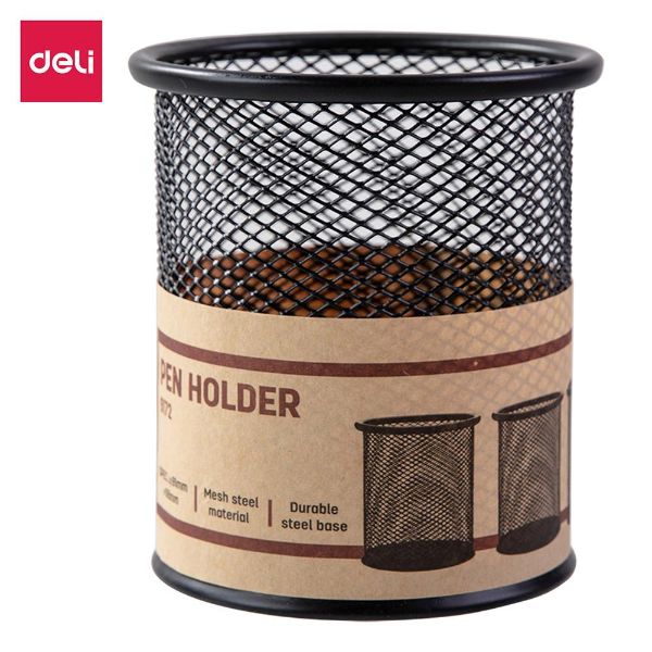 Deli E9172 Mesh Pen Holder Round - Black (pc)