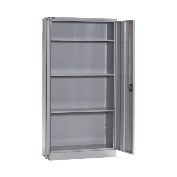 Rexel RXL101SW Full Height Office Cupboard Swing Door with 3 Adjustable Shelves - Grey