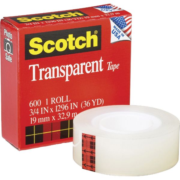 3M Scotch 600 Transparent Tape 3/4 x 1296in / 19mm x 32.9m - (pc)