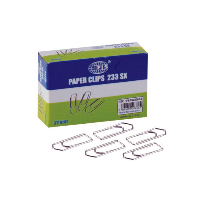 FIS FSPS233SX Silver Paper Clip - 31mm (box/1000pc)