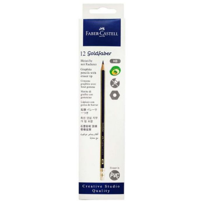 Faber Castell 1221HB Gold Faber Black Lead Pencil with Eraser (Pkt/12pc)