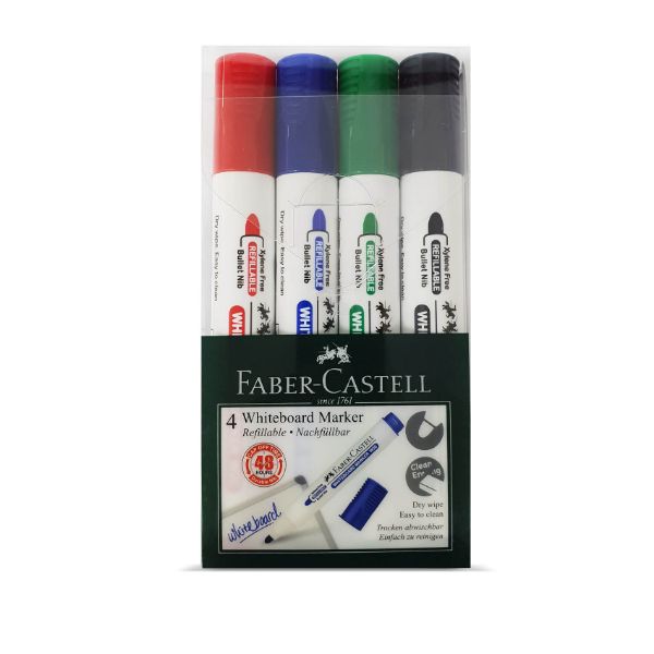 Faber Castell 253942 Whiteboard Marker W20 - Red/Blue/Green/Black (pkt/4pcs)