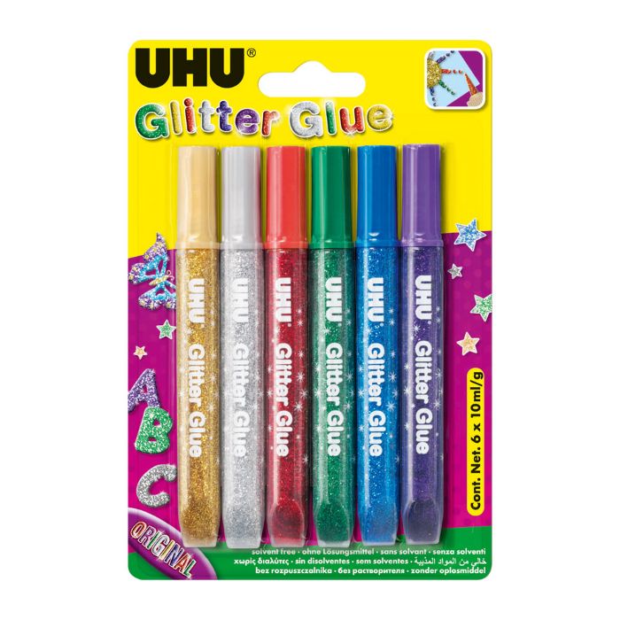 UHU Glitter Glue Original - 10ml (pkt/6pcs)