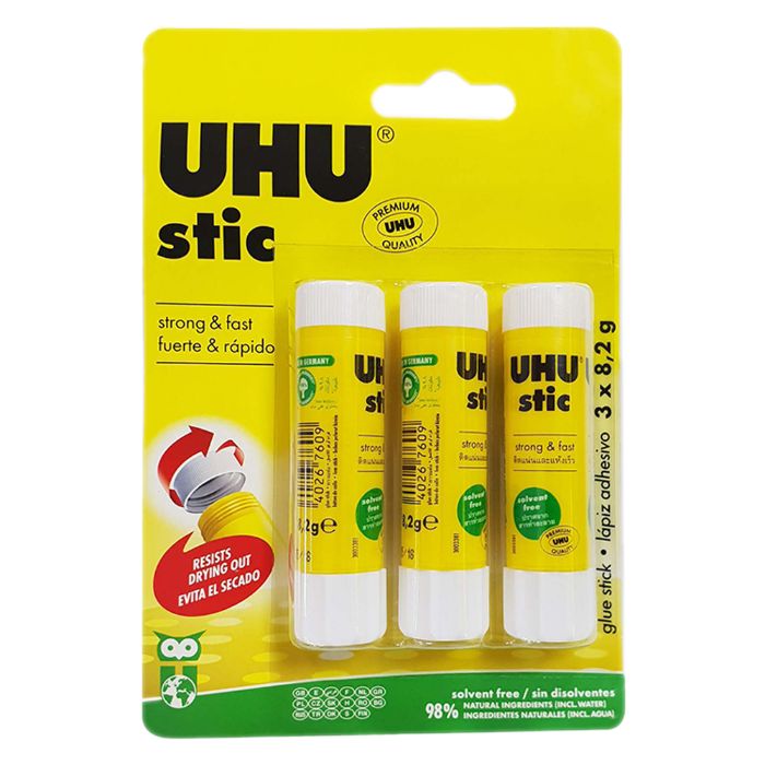 UHU Glue Stick Solvent Free - 8.2gm (pkt/3pcs)