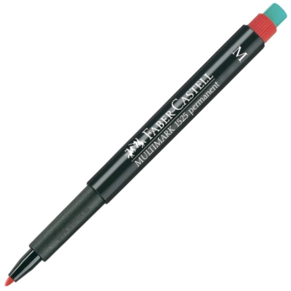 Faber Castell Multimark 1525 Permanent Marker Medium Pen - Red (pkt/10pcs)