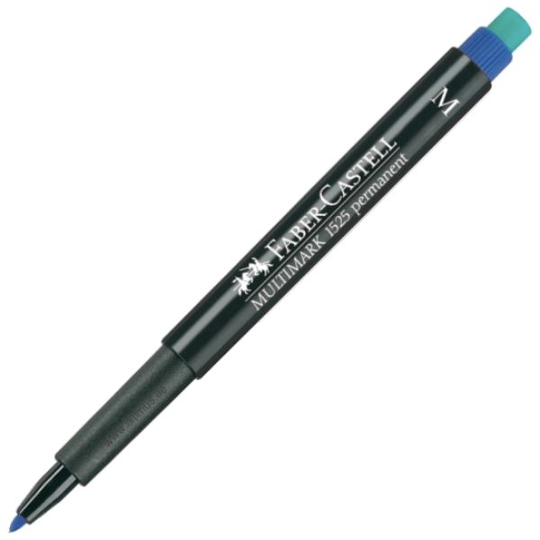Faber Castell Multimark 1525 Permanent Marker Medium Pen - Blue (pkt/10pcs)