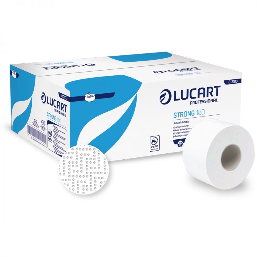 Lucart TS25 Jumbo Toilet Roll Paper 25 2-ply 486 sheets x 180m (box/12rolls)