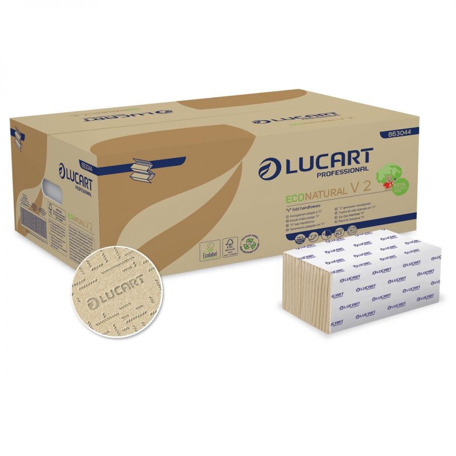 Lucart TS26 V-Fold EcoNatural 26 2-ply 190 sheets - Brown (box/20pkts)
