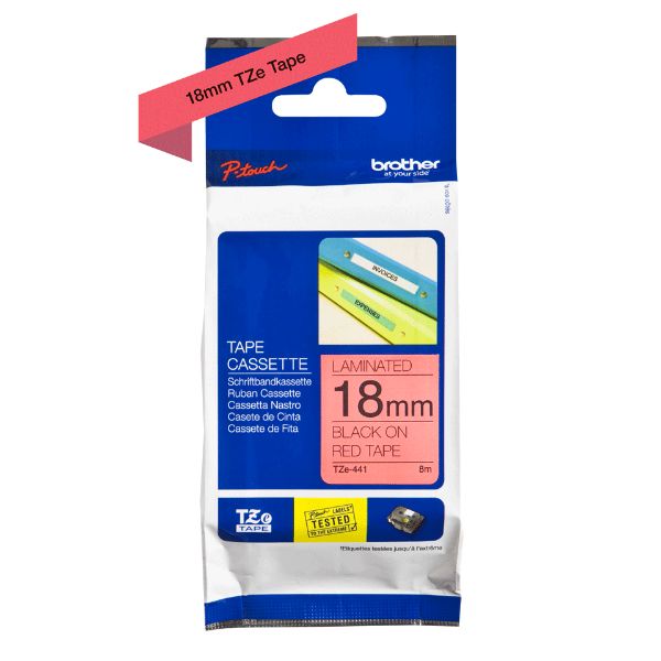 Brother TZe-441 Labelling Tape 18mm x 8m - Black on Red (pc)