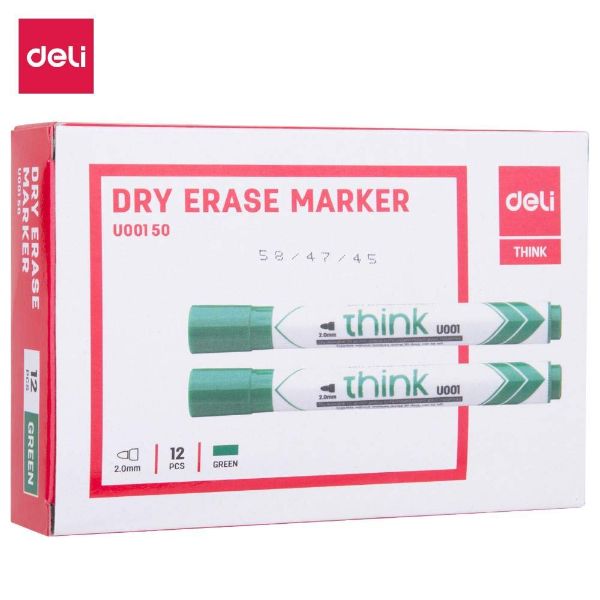 Deli EU00150 Dry Erase Bullet Tip Marker 2.0mm - Green (pkt/12pcs)