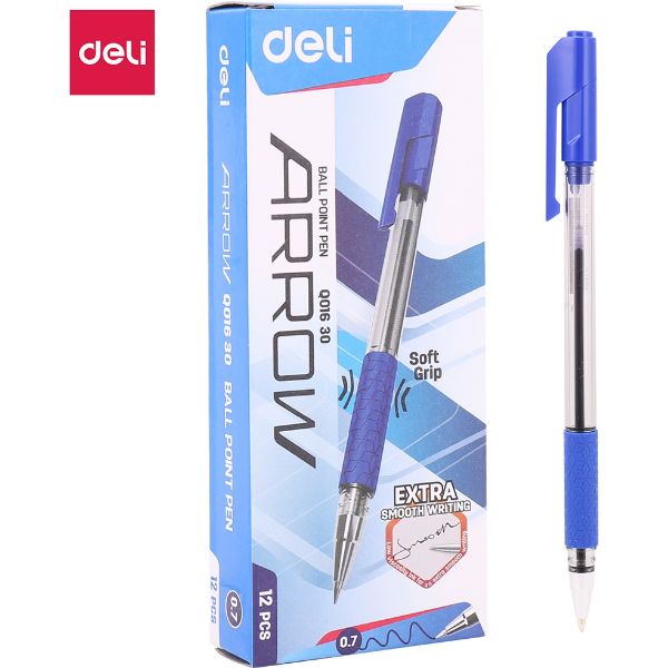 Deli Q01630 Arrow Ballpoint Pen 0.7mm - Blue (pkt/12pcs)