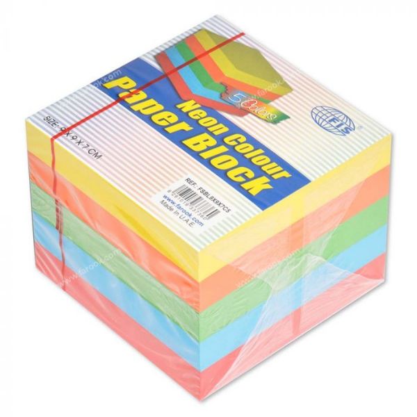 FIS 5-Neon Color Paper Block Loose 9cm x 9cm x 7cm - FSBL9X9X7C5 (pc)