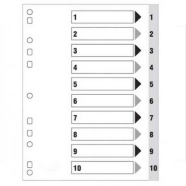 Amest AM-40010 PVC Color Divider 1-10 with Number - A4 (pkt)