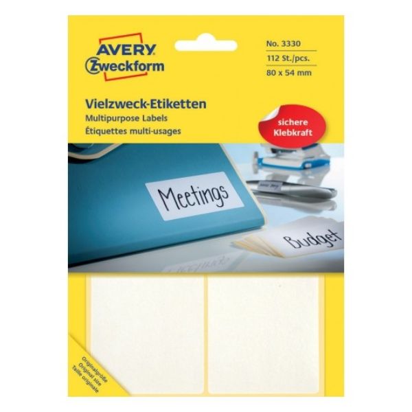 Avery 3330 Multipurpose Labels 80 x 54 mm - White (Pkt/112Labels)