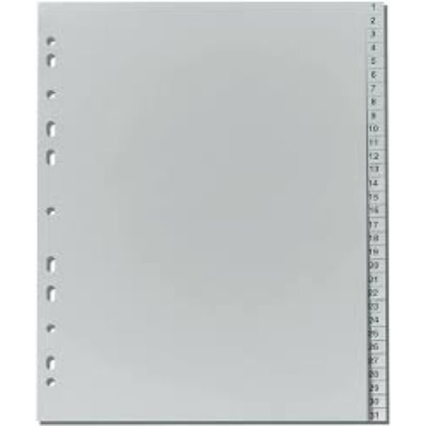 Partner PT-47431 1-31 A4 PVC Grey Index Divider (box/10pkt)