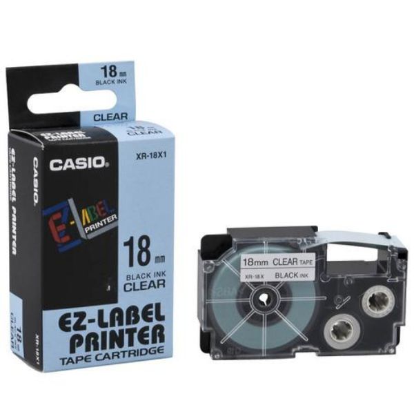 Casio XR-18X1 Tape Cassette 18mm X 8m - Black on Clear (pc)