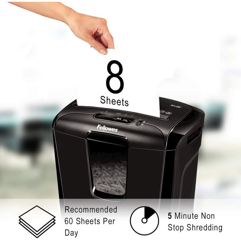 Buy Fellowes M8C Home / Office Cross Cut Shredder 8 Sheet Shred Capacity with Safety
