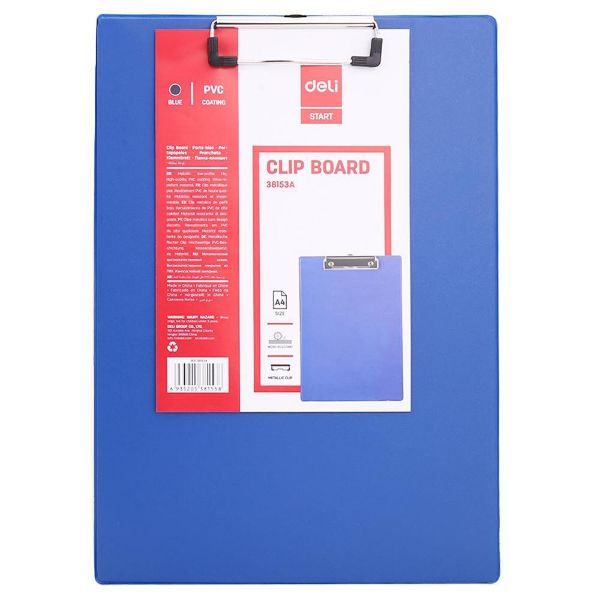 Deli E38153 PVC Coated A4 Clip Board - Blue (pc)