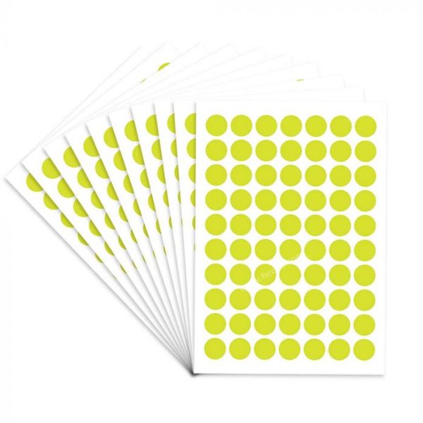 FIS Color Round Labels 13mm FSLA13LEN - Lemon (pkt/700Labels)
