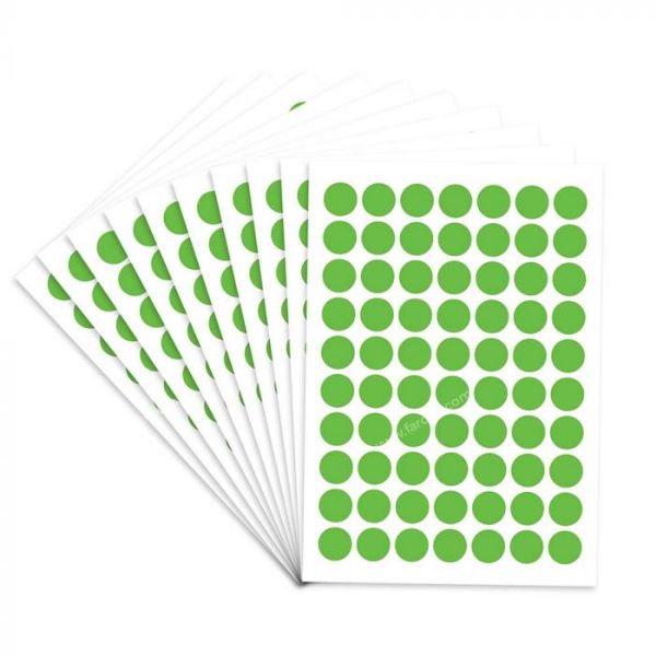 FIS Color Round Labels 13mm FSLA13GRN - Green (pkt/700Labels)