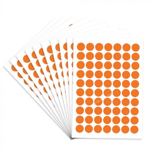 FIS Color Round Labels 13mm FSLA13ORN - Orange (pkt/700Labels)