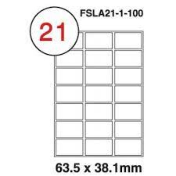 FIS Multipurpose White Label 63.5 x 38.1mm A4 - FSLA21-1-100 (pkt/100s)