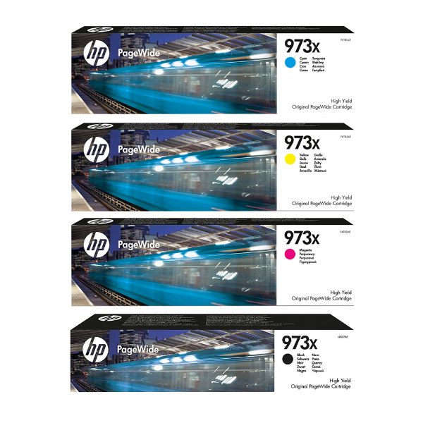 HP 973X High Yield Pagewide Toner Cartridge Set - Black/Cyan/Yellow/Magenta