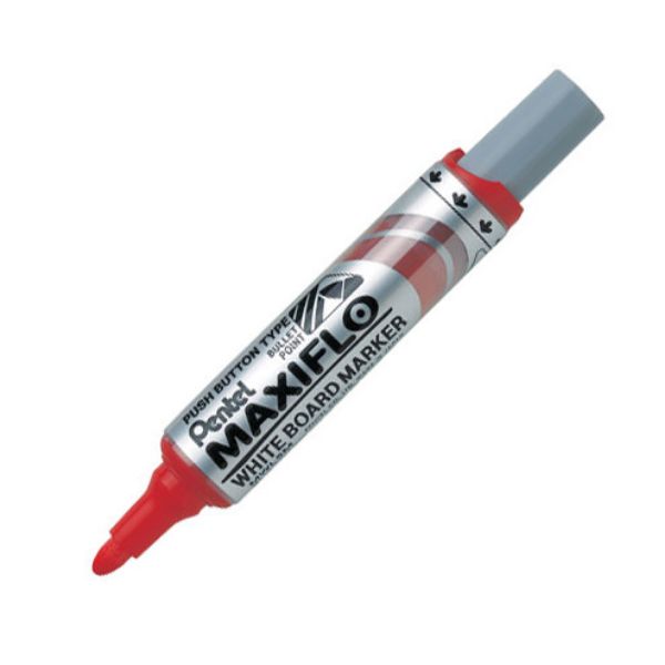 Pentel Maxiflo MWL5 Bullet Tip Whiteboard Marker - Red (Pkt/12pc)