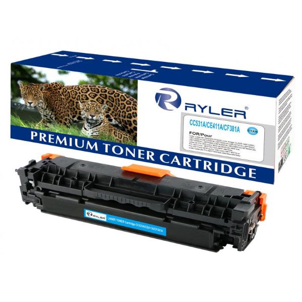 Ryler Compatible HP 304A (CC531A) / 305A (CE411a) / 312A (CF381A) Canon CRG 718C Toner Cartridges - Cyan