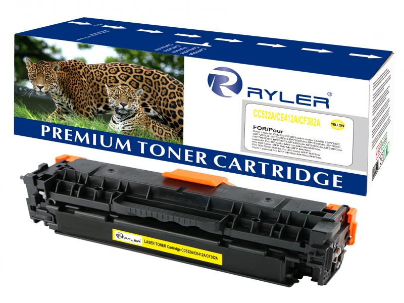 Ryler Compatible HP 304A (CC532A) / 305A (CE412A) / 312A (CF382A) Canon CRG 718Y Toner Cartridges - Yellow
