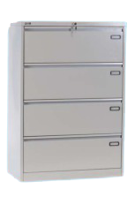 Rexel 4-Drawer Lateral Steel Filing Cabinet W90cmxD44cmxH130cm Grey