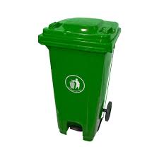 AKC Plastic Waste Bin With Pedal and Wheels 120 Liters GC01G-120 Green