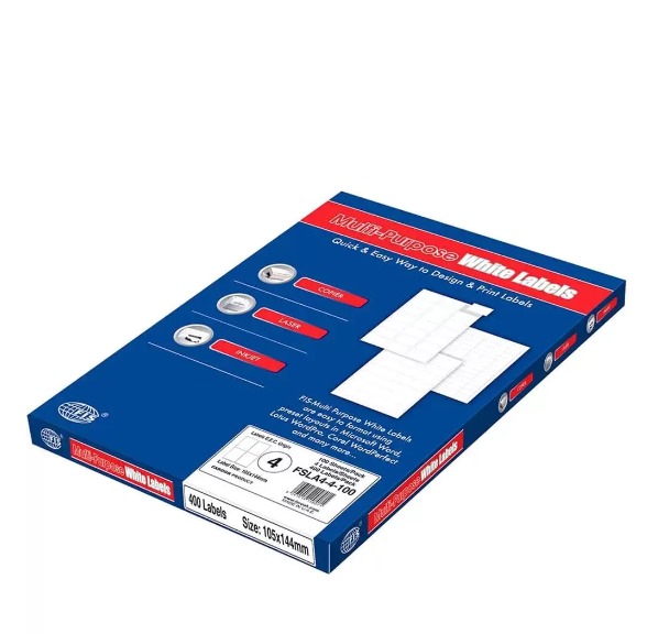 FIS 400 Multipurpose White Labels FSLA4-4-100 105×144mm (Pkt/100s)