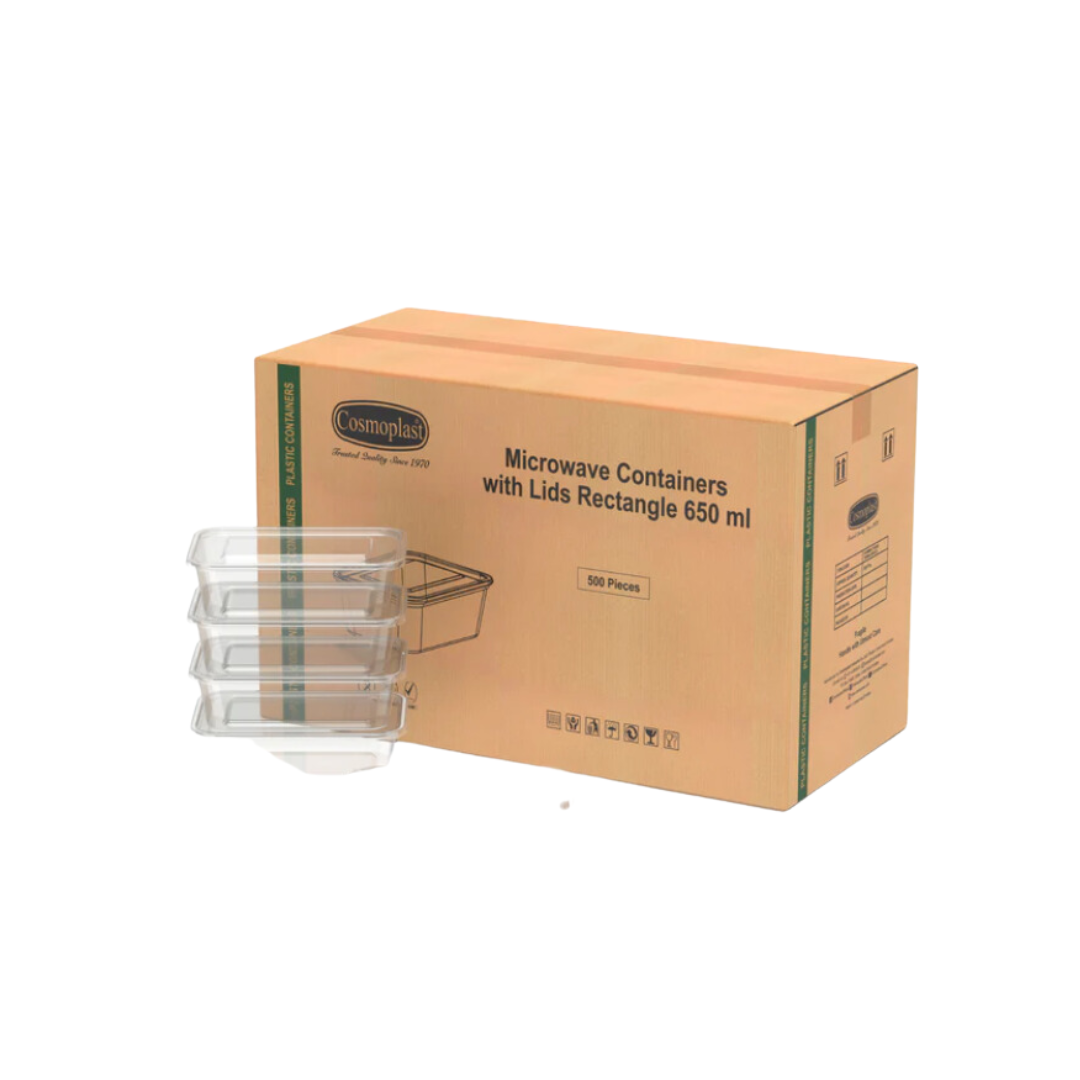 HOTPACK RECTANGULAR LIDS FOR PLASTIC MICROWAVE CONTAINER 500/650/750/1000ML