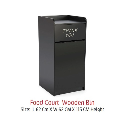 Food Court Trash Bin L62xW62xH115 CM Black