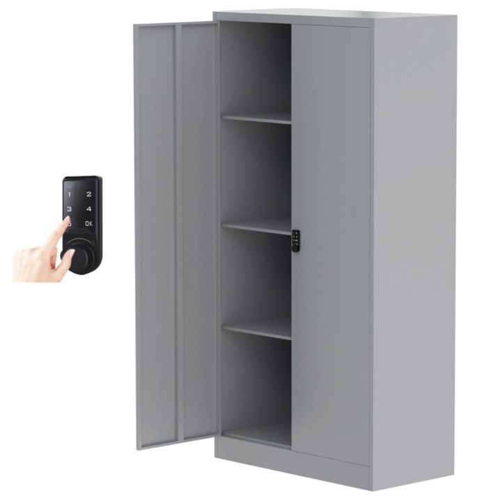 Victory Steel Grey Digital Cupboard with 3 Adjustable Shelves 92Lx46Wx183Hcm