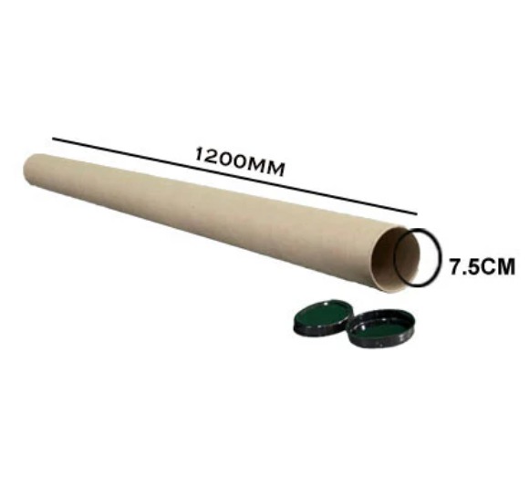 Cylindrical Packaging Box Mailing Tubes With End Caps- 1200MM X 75MM Diameter
