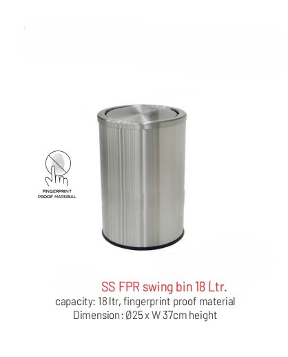 SS Swing Trash Bin With Finger Print Resistance 18Ltr