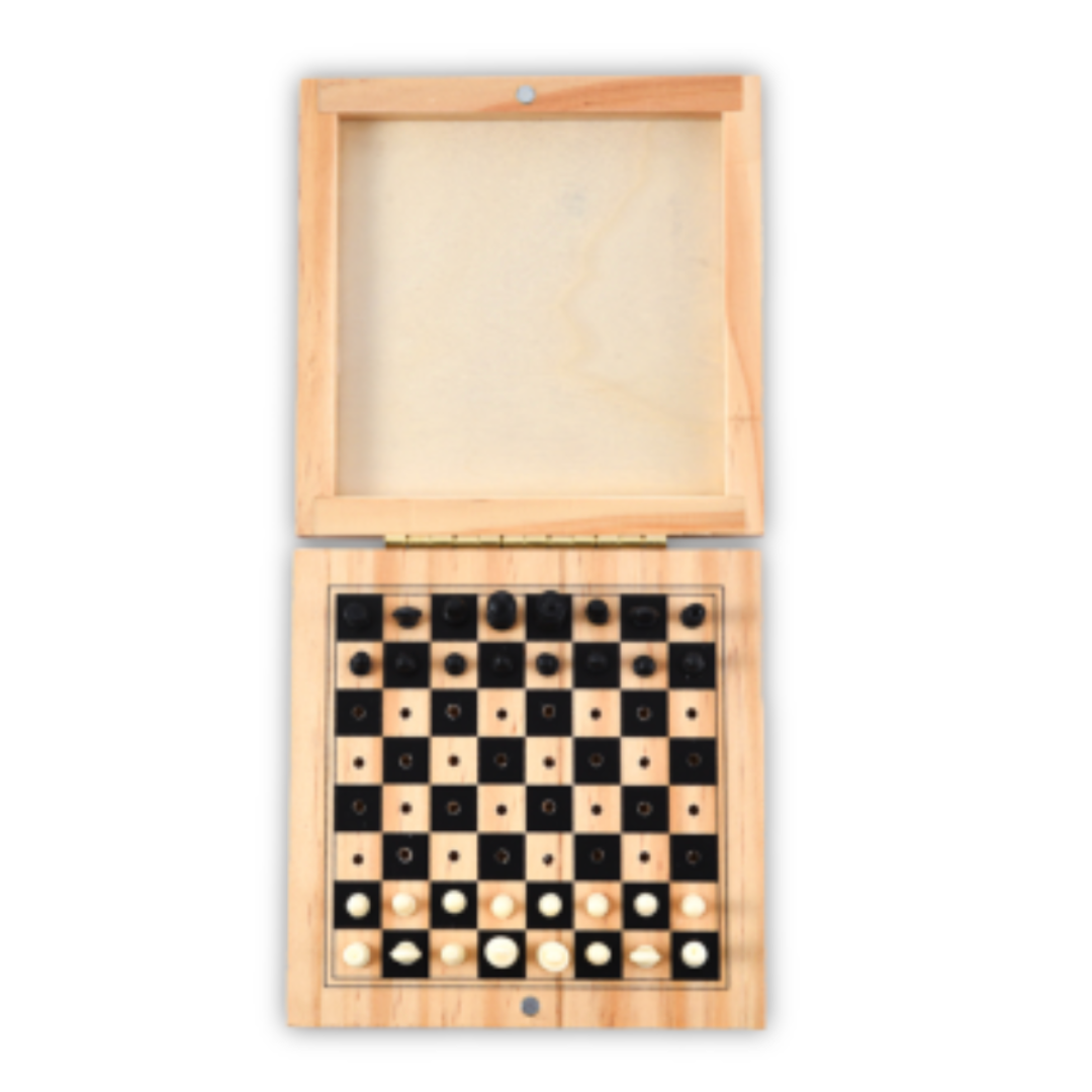 Minichess Game | Compact Wooden Chess Set With PP Pieces